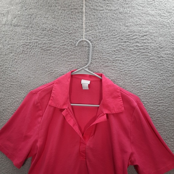 Chicos Shirt Womens 2 US Large Pink V Neck Short Sleeve Careerwear Preppy Casual - Picture 5 of 7